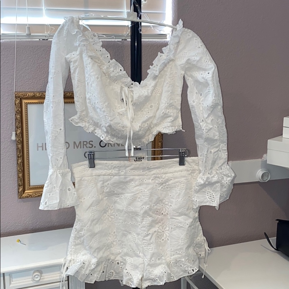 White Floral Top & Shorts Set